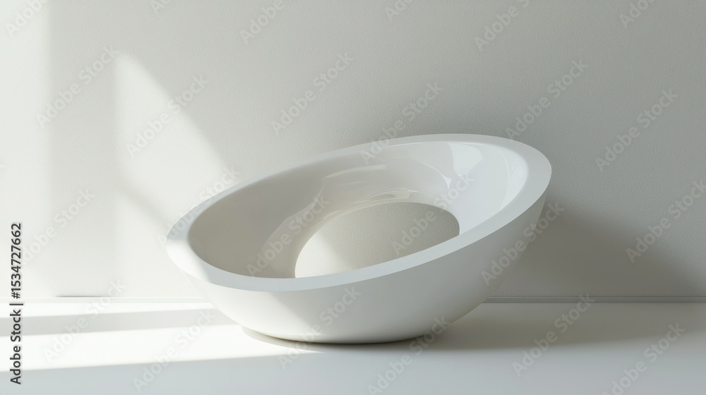 Poster 3d render of an ellipse cutout block as art object on white background