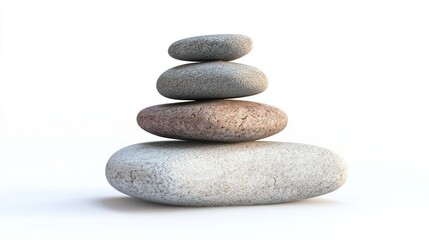 3D render of stacked stone sculptures for balance decor on white background