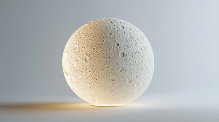 3D render of a 3D printed moon surface lamp on white background