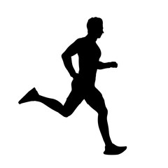 Silhouette of Man Athlete Running – Sport Sprinting Illustration for Fitness and Training Design