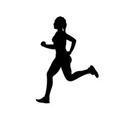 Silhouette of Woman Athlete Running – Sport Sprinting Illustration for Fitness and Training Design