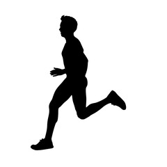 Silhouette of Man Athlete Running – Sport Sprinting Illustration for Fitness and Training Design