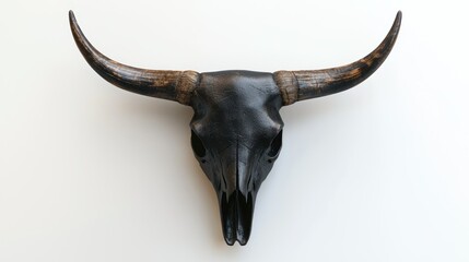 3D render of a bull skull wall mount sculpture on white background