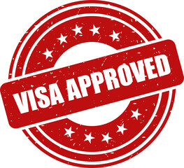 Visa approved red stamp, Stamp round style
