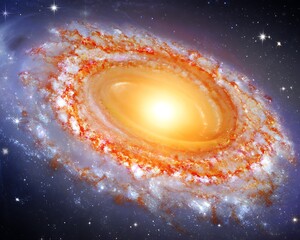 A spiral galaxy ablaze with vibrant hues.