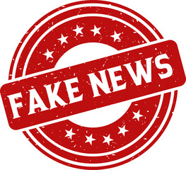 Fake news red stamp, Stamp round style