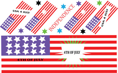 Obraz premium Creative 4th of July design featuring layered USA flag shapes stars stripes bright festive vector illustration