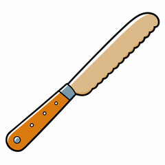 bread knife vector illustration isolated on white, kitchen utensil, suitable for icon, graphic element, and others