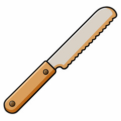 bread knife vector illustration isolated on white, kitchen utensil, suitable for icon, graphic element, and others