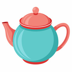 teapot colorful vector illustration, isolated on white background