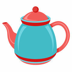 teapot colorful vector illustration, isolated on white background