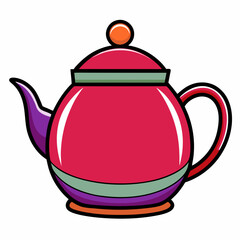 teapot colorful vector illustration, isolated on white background