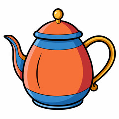 teapot colorful vector illustration, isolated on white background