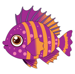 Obraz premium Cartoon Beautiful Colorful Fish Simple Design Icon Digital Source