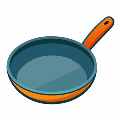 frying pan colorful vector illustration, isolated on white background