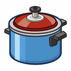 pressure cooker colorful vector illustration, isolated on white background