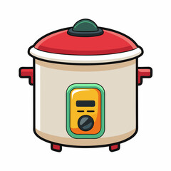 rice cooker colorful vector illustration, isolated on white background