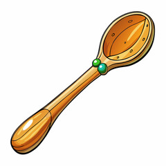 wooden spoon colorful vector illustration, isolated on white background