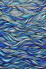 Abstract design of interwoven blue waves.