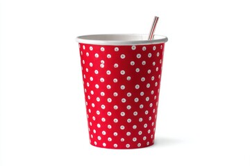 Red polka dot cup with straw