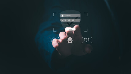 Data Information protection and encryption using network technology for security to prevent crime, hackers, and online attacks. Technology and information security in everyday life. Authentication.