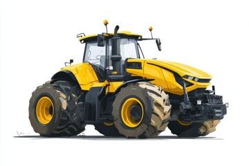 Obraz premium Yellow tractor machine farming agriculture equipment