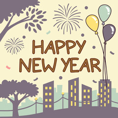 Obraz premium happy New Year card with balloons