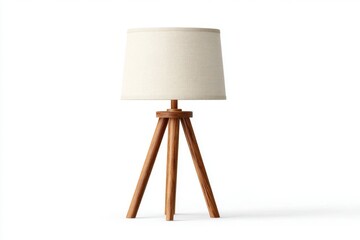Table lamp with wooden stand on white