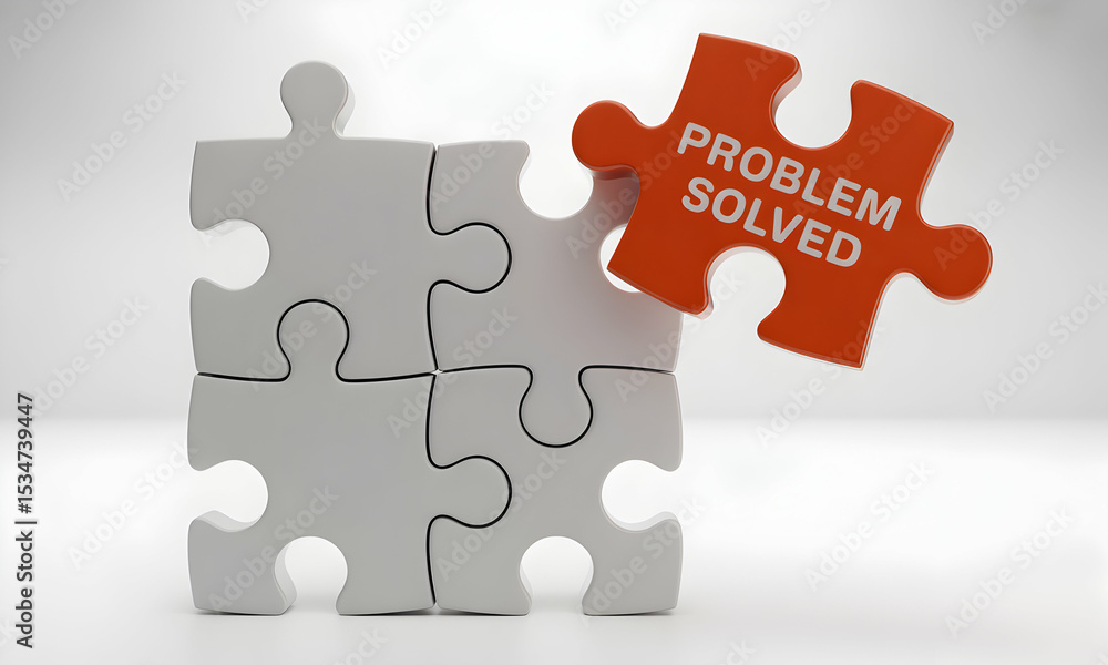 Poster problem solved completing the puzzle of success with strategic solutions