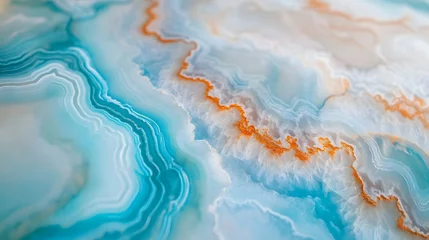 Vibrant Blue and Orange Agate Stone Surface with Intricate Patterns