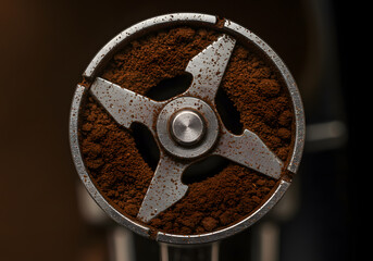 Closeup coffee grinder blades