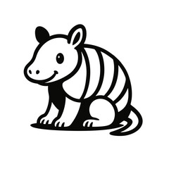 Cute Armadillo Logo, Animal Cartoon, Flat Design