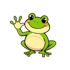 Funny Frog Logo, Cute and Humorous Frog Mascot Logo Waving, Illustration Art