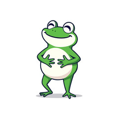 Funny Frog Logo, Frog Character Laughing With Hands on Belly, Smiling Frog Illustration Art