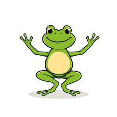 Funny Frog Logo, Comical Frog in a Yoga Pose, Cartoon Flat Design Art