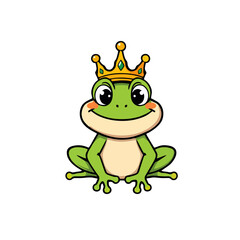 Funny Frog Logo Wearing a Crown, Animal Vector Illustration