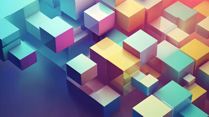 Obraz premium Colorful 3D Blocks Arrangement with Soft Lighting Effects