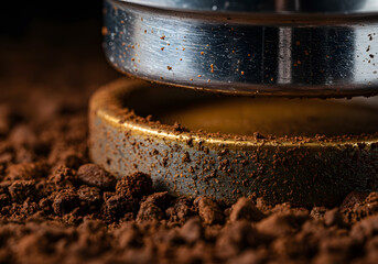 Coffee grounds and tamper preparation