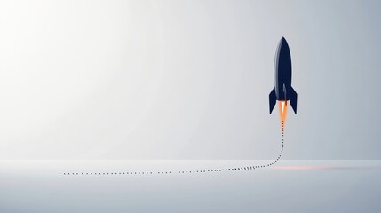Rocket launching into the future, leaving a trail