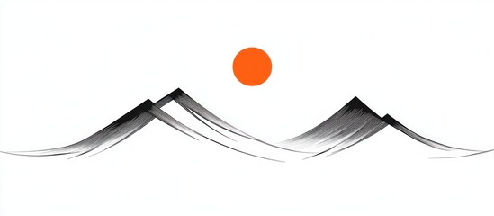 Simple landscape of mountains and sun