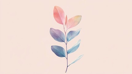 Pastel colored leaves on a stem