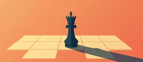 Single dark queen chess piece on a light beige board