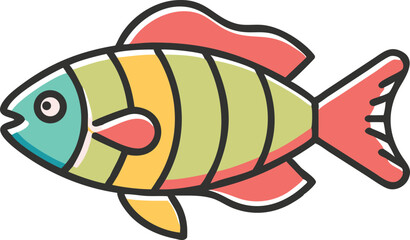 Vibrant zebra danio fish illustration on white background