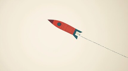 Red rocket ascending, leaving a trail