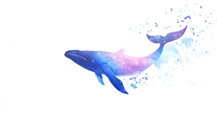 Cosmic whale, watercolor style