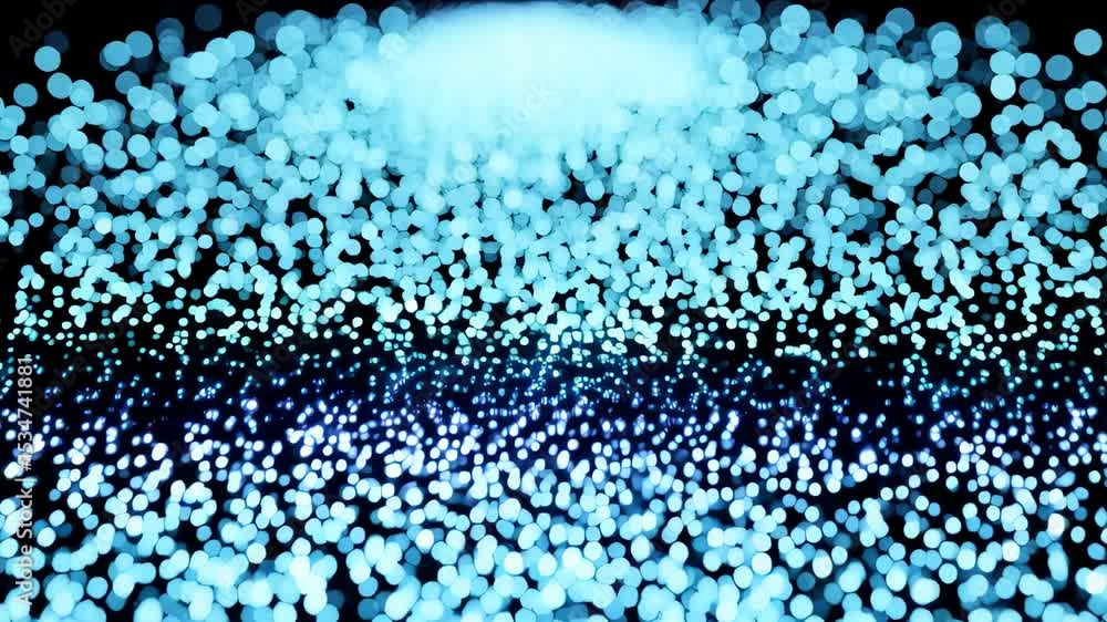 Poster abstract glowing sphere surrounded by bright blue bokeh lights creating a field of sparkly light, da