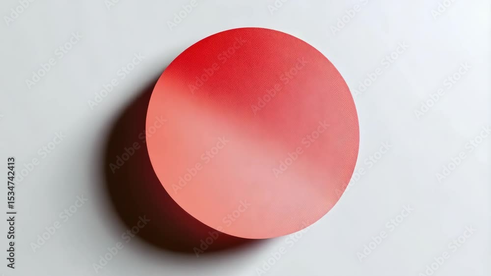 Poster vibrant red circle resting on a white surface, showcasing a smooth gradient transition from darker t