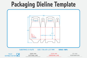 Packaging Dieline Template. Dieline Real Shape and Dimension. Fully editable vector. Equipped die cut lengths prepared for production.