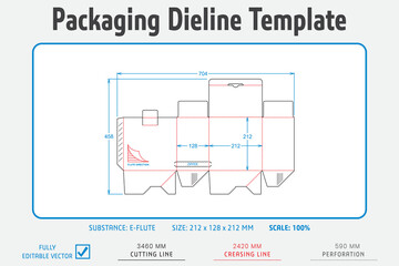 Packaging Dieline Template. Dieline Real Shape and Dimension. Fully editable vector. Equipped die cut lengths prepared for production.