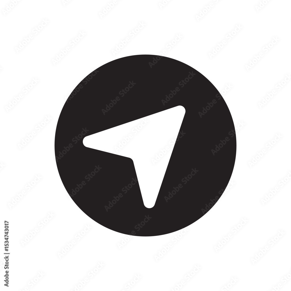 Poster navigation arrow icon. simple pointer for gps, maps, or direction interface.